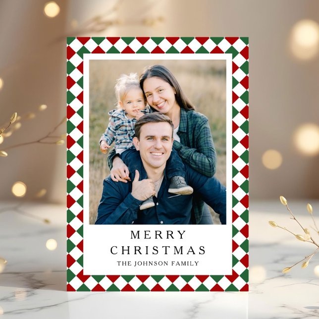 Festive Red Green Photo Christmas Holiday Card (Festive Red Green Photo Christmas Holiday Card)