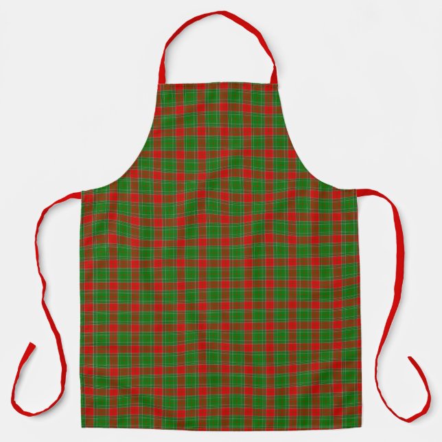 Festive red green plaid Christmas  Apron (Front)