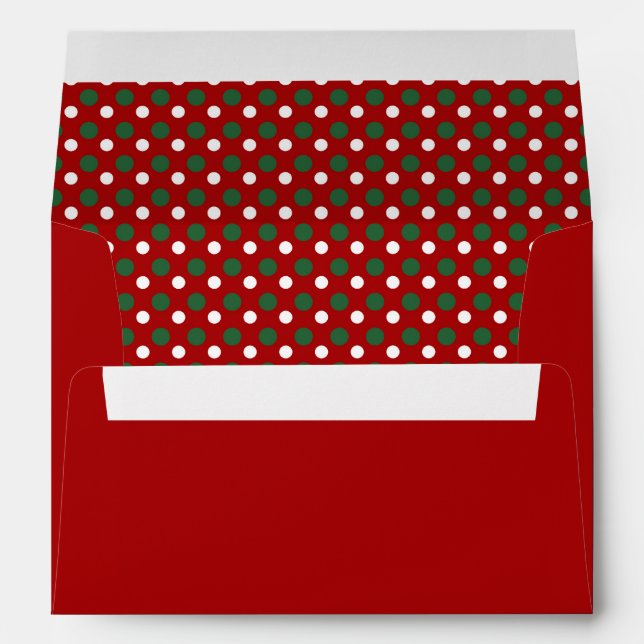 Festive Red Green Polka Dots Pattern Christmas  Envelope (Back (Bottom))