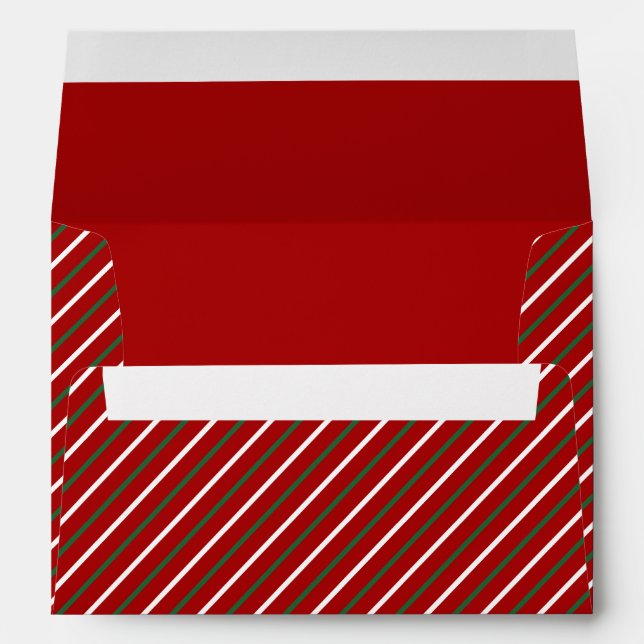 Festive Red Green Stripes Christmas  Envelope (Back (Bottom))