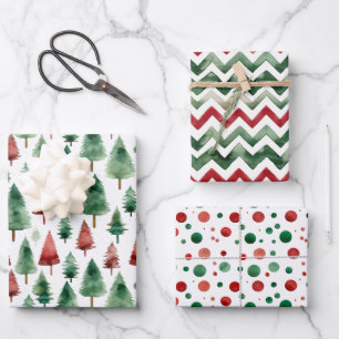 Festive Red, Green, White Christmas Paper