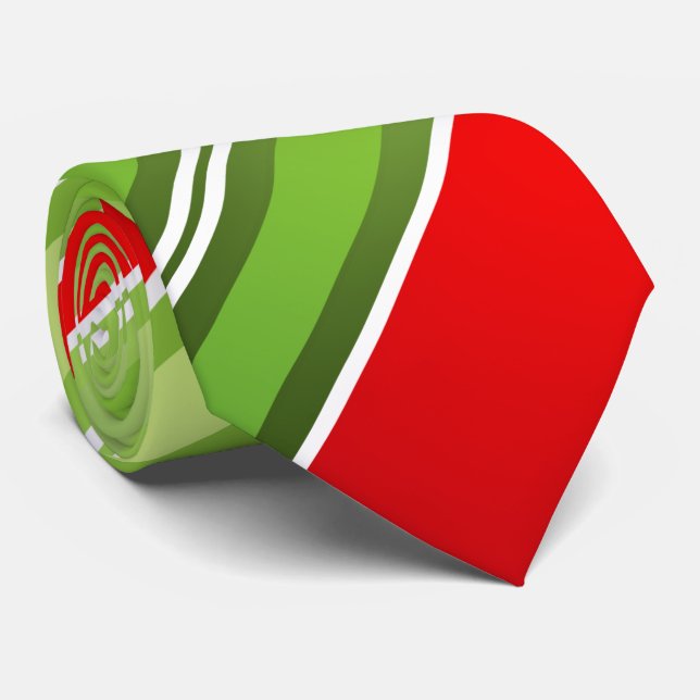 FESTIVE Red Green White Christmas Stripes Tie (Rolled)
