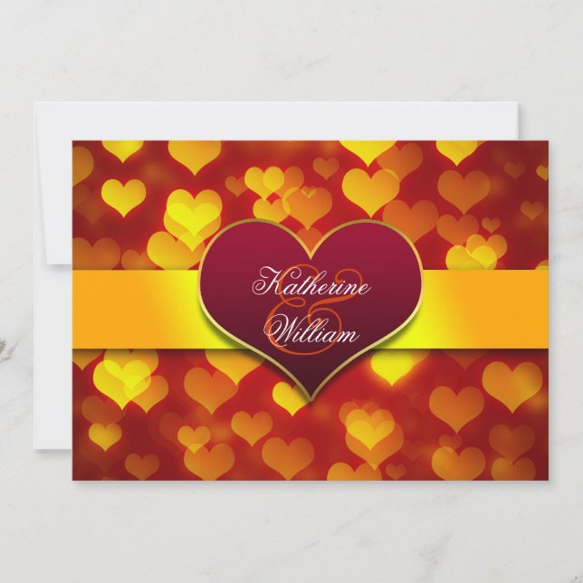 festive red heart engagement party invitations (Front)
