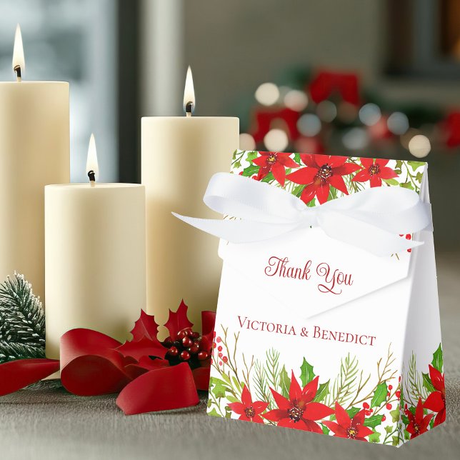 Festive Red Holiday Wedding Personalised Favour Box (Creator Uploaded)