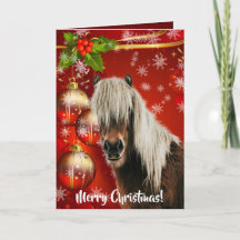 Festive Red Horse Portrait Merry Christmas