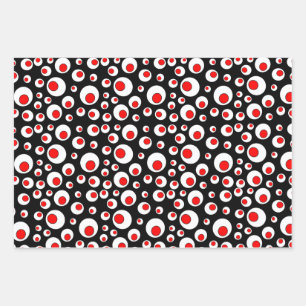 Festive Red Inside White Circles Abstract Design Wrapping Paper Sheet