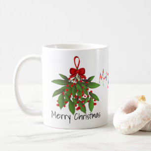 Festive Red  Meet Me Under the Mistletoe Christmas Coffee Mug