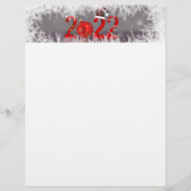 Festive Red Merry Christmas New Year 2022 Custom Letterhead (Front)