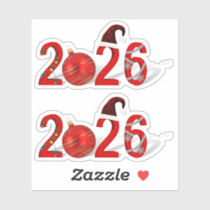 Festive Red Merry Christmas New Year 2026