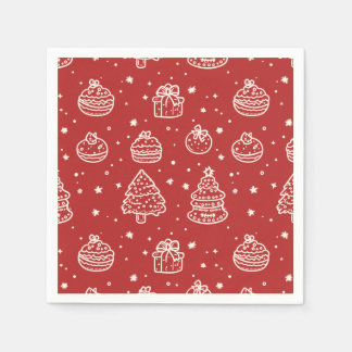 Festive Red Minimal Holiday Christmas Cookie Napkin