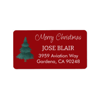 Festive Red Modern Merry Christmas Label