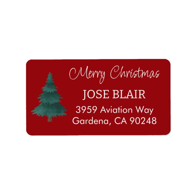 Festive Red Modern Merry Christmas Label (Front)
