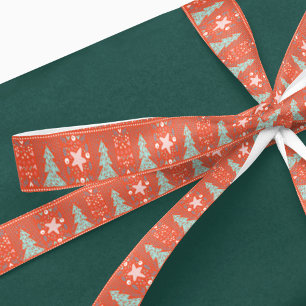 Festive Red Modern Pretty Christmas Gift Ribbon Satin Ribbon