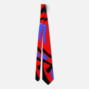 Festive Red Native Indian and Japanese Art Blend Tie