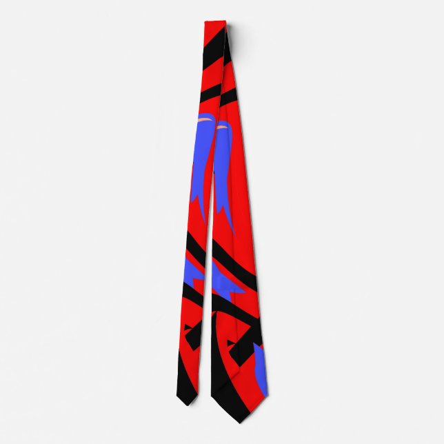 Festive Red Native Indian and Japanese Art Blend Tie (Back)