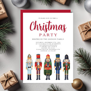 Festive Red Nutcracker Christmas Party Invitation