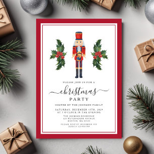 Festive Red Nutcracker Christmas Party Invitation