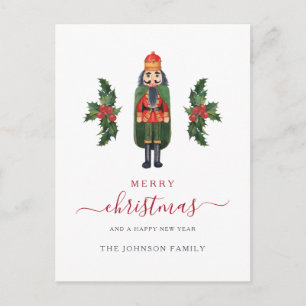 Festive Red Nutcracker Merry Christmas Holiday Postcard