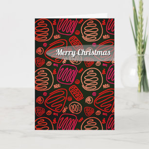 Festive Red One Line Artistic Pattern Christmas  Holiday Card