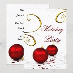 festive red ornament Holiday Party Invitations