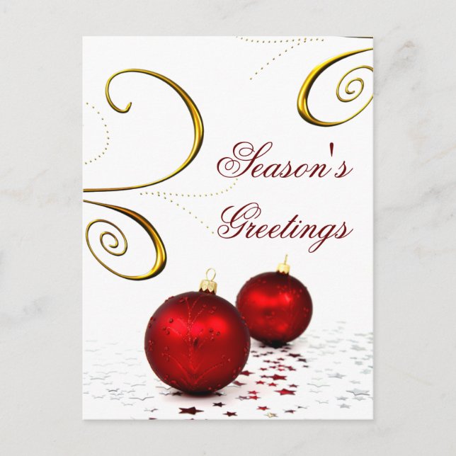 festive red ornaments Christmas Greeting PostCards (Front)