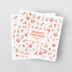 Festive Red Pink Christmas Napkin
