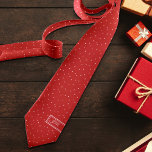 Festive Red Pink Polka Dot Add Initials Christmas Tie<br><div class="desc">This sweet classic design features a hand drawn soft pink polka dot on classic red for that cosy,  traditional holiday feeling with a hint of whimsy. Original art by Malissa Melrose. Add Initials to personalise.</div>