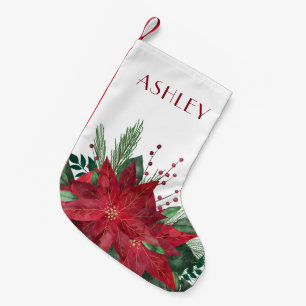 Festive Red Poinsettia Christmas Small Christmas Stocking