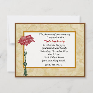 Festive Red Poinsettia Holiday Party Invitation