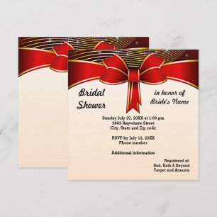 Festive Red Ribbon Bridal Shower Invitation