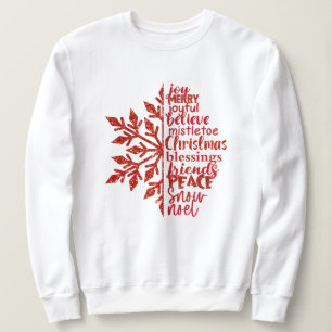 Festive Red Script White Sweatshirt