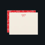 Festive Red Simple Bow Personal Stationery Card<br><div class="desc">A pattern of simple and sweet hand-drawn bows in festive cherry red give this flat personal stationery notecard a carefree and cheerful air,  perfect for winter holiday correspondence and post-Christmas thank you notes or as a hostess gift.</div>