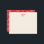 Festive Red Simple Bow Personal Stationery Card<br><div class="desc">A pattern of simple and sweet hand-drawn bows in festive cherry red give this flat personal stationery notecard a carefree and cheerful air,  perfect for winter holiday correspondence and post-Christmas thank you notes or as a hostess gift.</div>