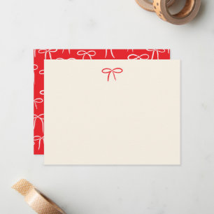 Festive Red Simple Bow Personal Stationery Card