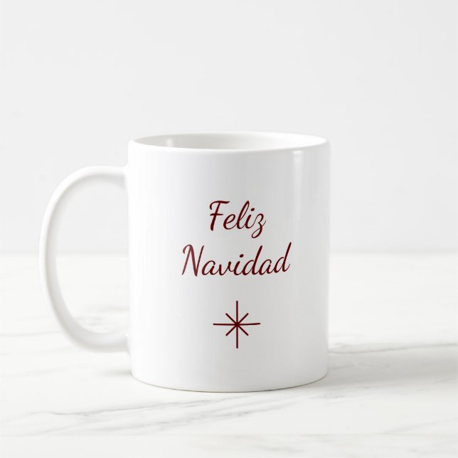 Festive Red Snowflake Christmas Holiday  Coffee Mug (Left)