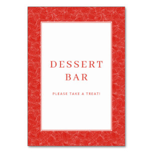 Festive Red Swirl Dessert Bar Sign Table Number