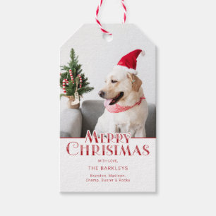 Festive Red Typography, Photo and Polka Dots Gift Tags