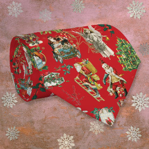 Festive Red Vintage Retro Christmas Fun Tie