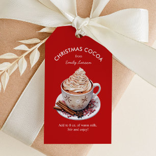 Festive Red Watercolor Hot Cocoa Gift Tags