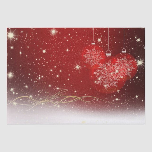 Festive Red, White and Gold Holiday Tissue Paper (Front)