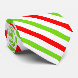 Festive Red White and Green Traditional Stripes Tie