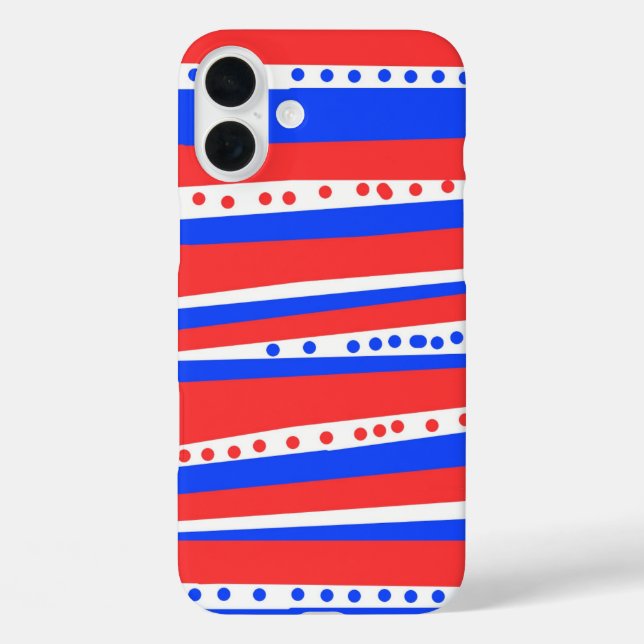 Festive Red White Blue Circles Stripes  Case-Mate iPhone Case (Back)