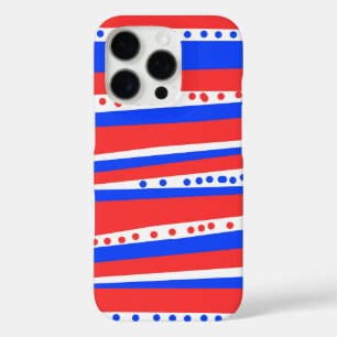 Festive Red White Blue Circles Stripes  iPhone 16 Pro Case