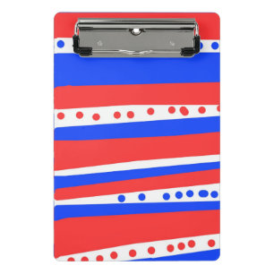 Festive Red White Blue Circles Stripes Mini Clipboard