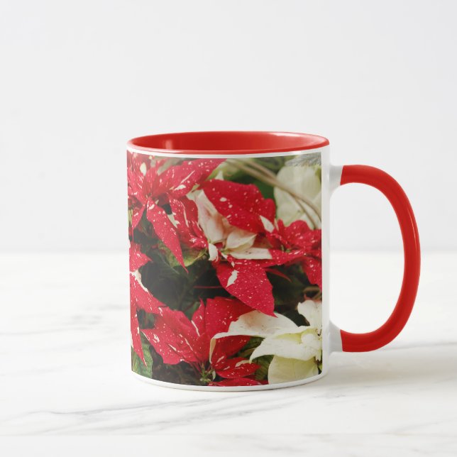 Festive Red White Floral Poinsettias Mug (Right)