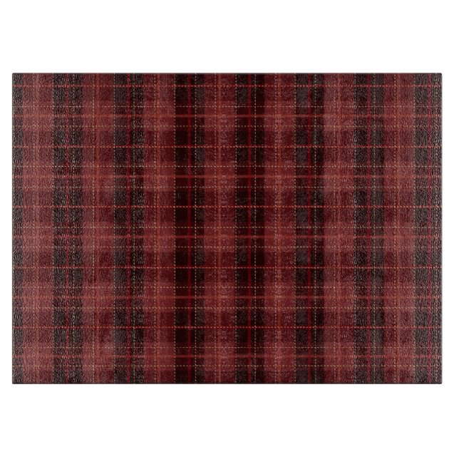 Festive Red Winter Christmas Plaid Pattern Cutting Board (Front)