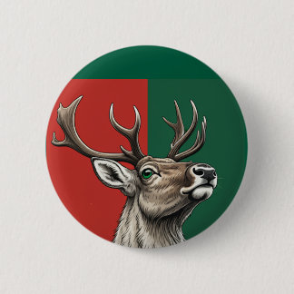 Festive Reindeer 6 Cm Round Badge