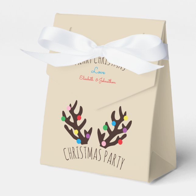 Festive Reindeer Antlers, Christmas Favour Box (Front Side)