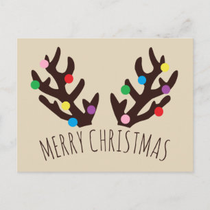 Festive Reindeer Antlers, Christmas Holiday Postca