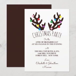 Festive Reindeer Antlers, Christmas Party Invitati Invitation